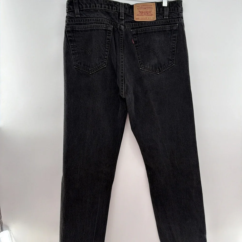 Levis Jeans Men's 36x34 Black 505 Straight Red Tab Made In USA Regular Denim Vtg